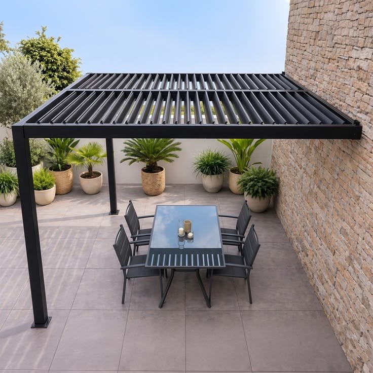 Pergola moderne avec table à manger Morrca Design